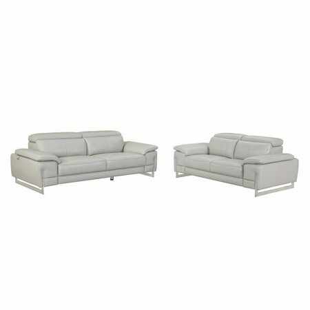 HOMEROOTS 71 x 42 x 31 in. Modern Light Gray Leather Sofa & Loveseat 343867